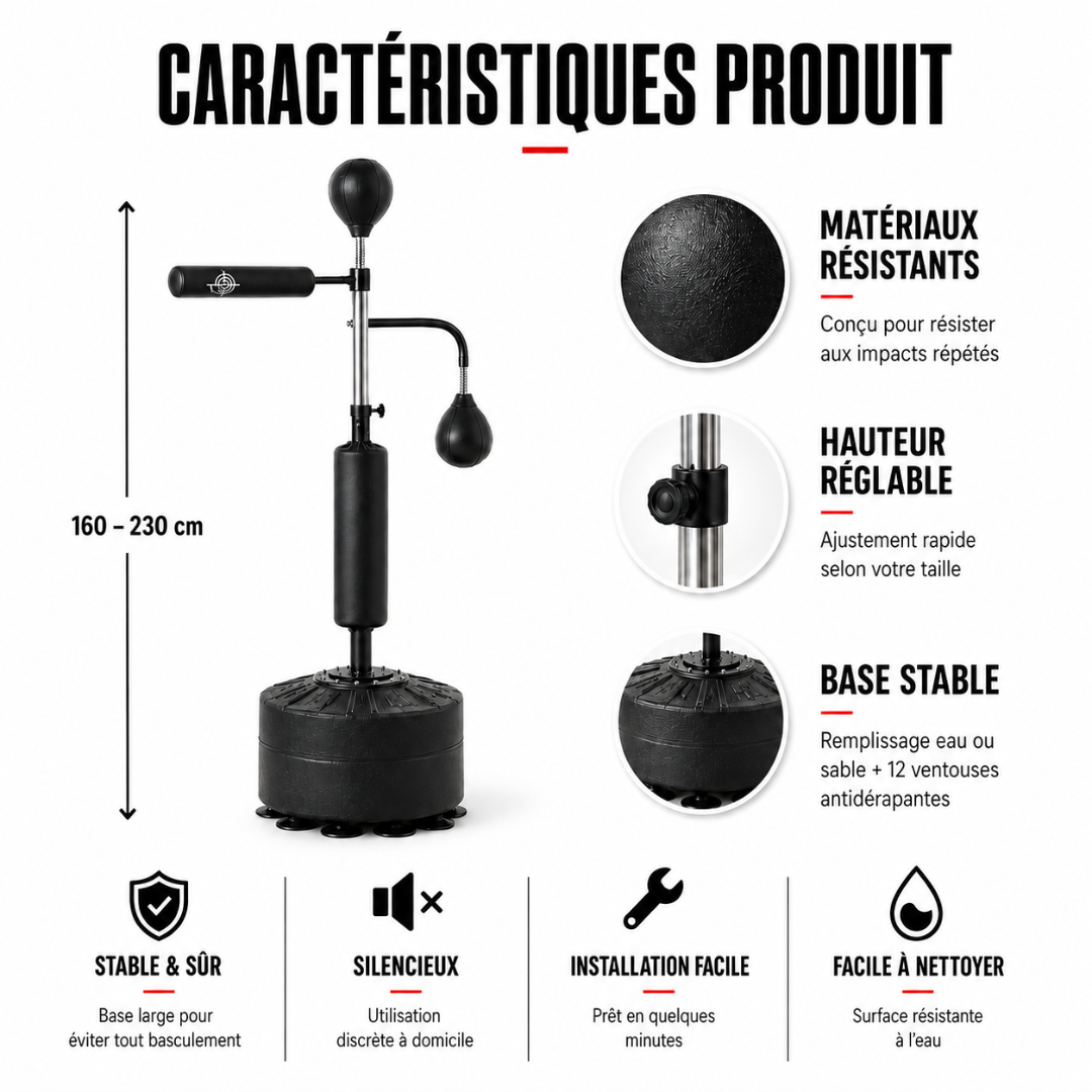 Punching Ball sur Pied 2 Poires 360° MaisonDuBoxeur