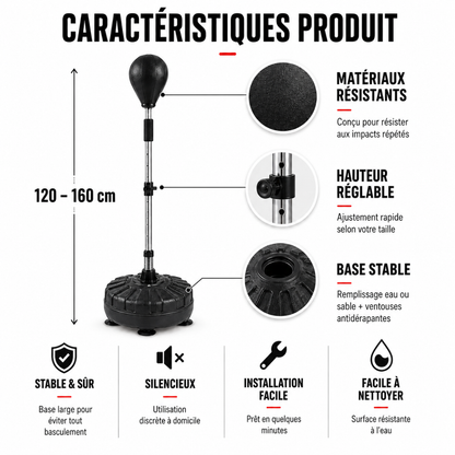 Punching Ball sur Pied Réglable – Ressort MaisonDuBoxeur