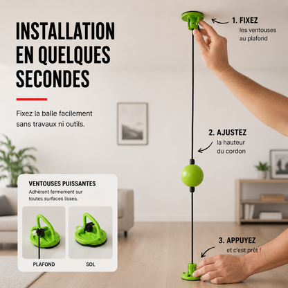 Balle Réflexe Suspendue – Sans Perçage MaisonDuBoxeur