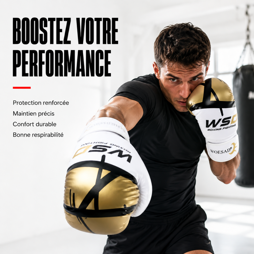 Gants de Boxe Kick Boxing Cuir PU MaisonDuBoxeur