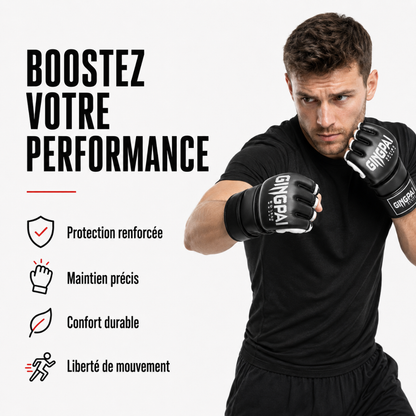Gants MMA Demi-Doigts Cuir PU MaisonDuBoxeur