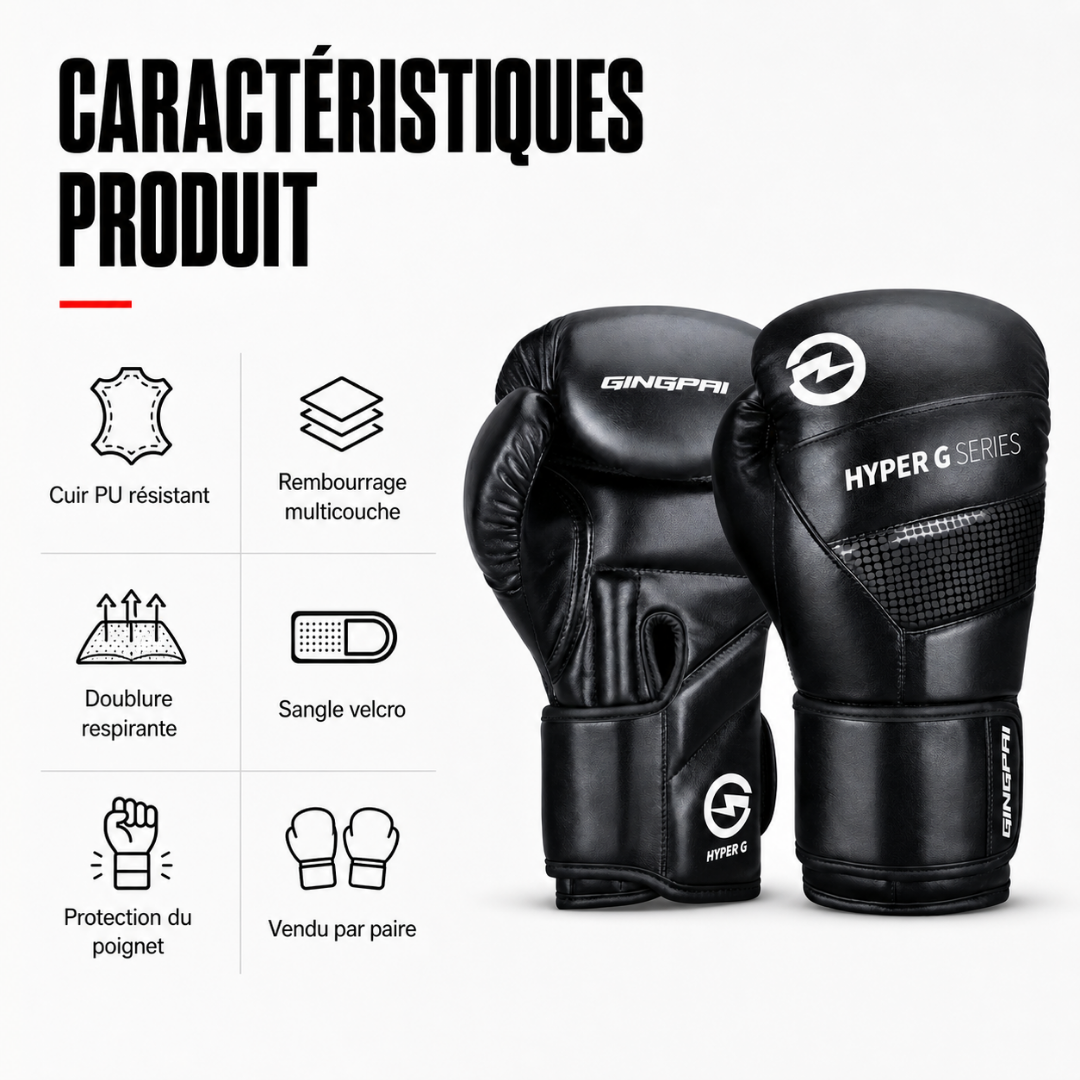 Gants de Boxe Entraînement Cuir PU MaisonDuBoxeur