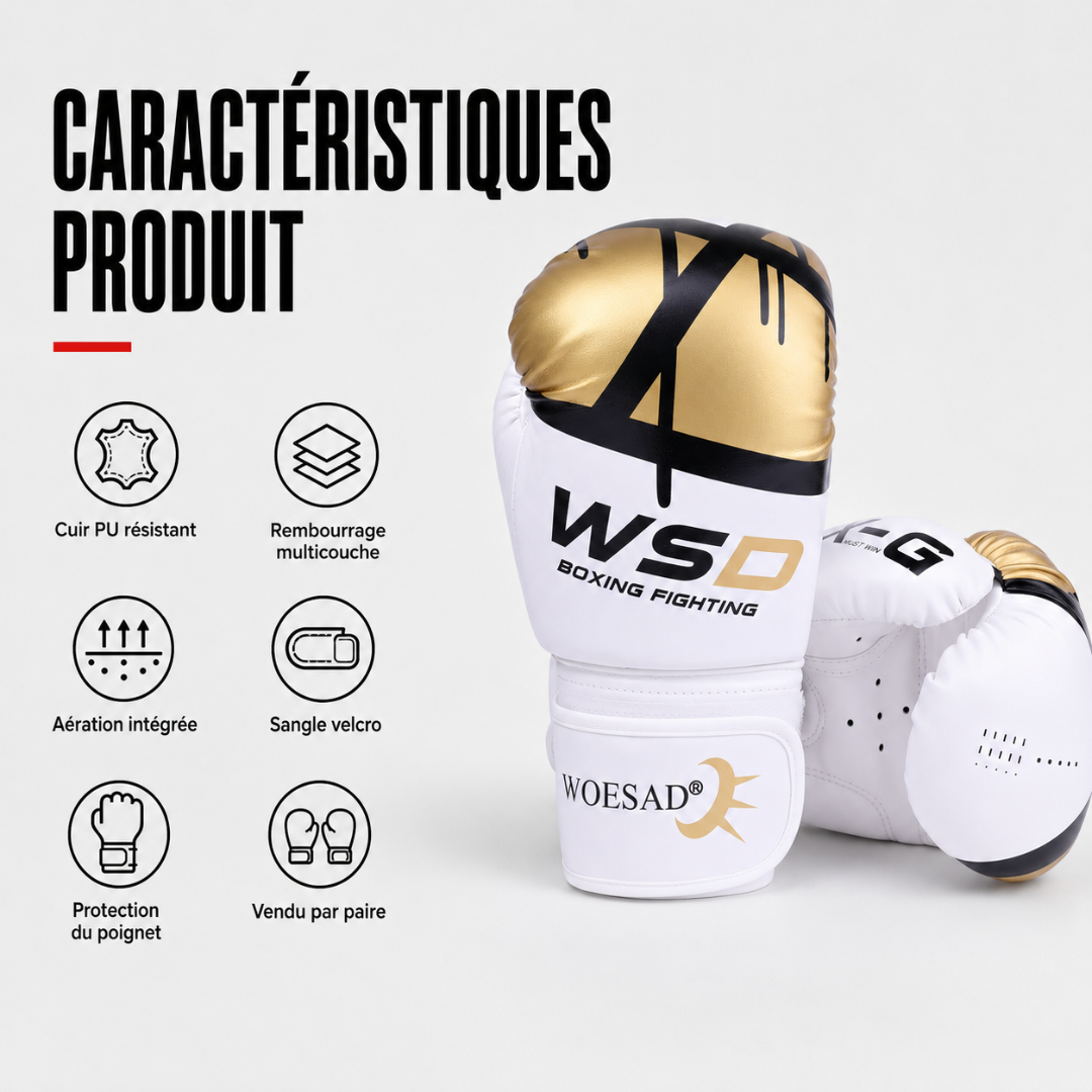 Gants de Boxe Kick Boxing Cuir PU MaisonDuBoxeur