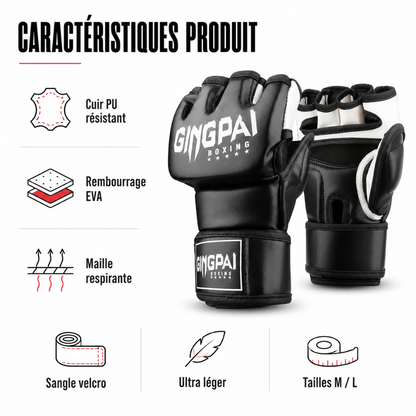 Gants MMA Demi-Doigts Cuir PU MaisonDuBoxeur