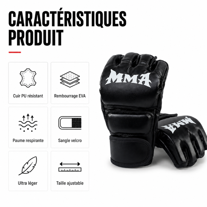 Gants MMA Légers – Cuir PU Boxe MaisonDuBoxeur