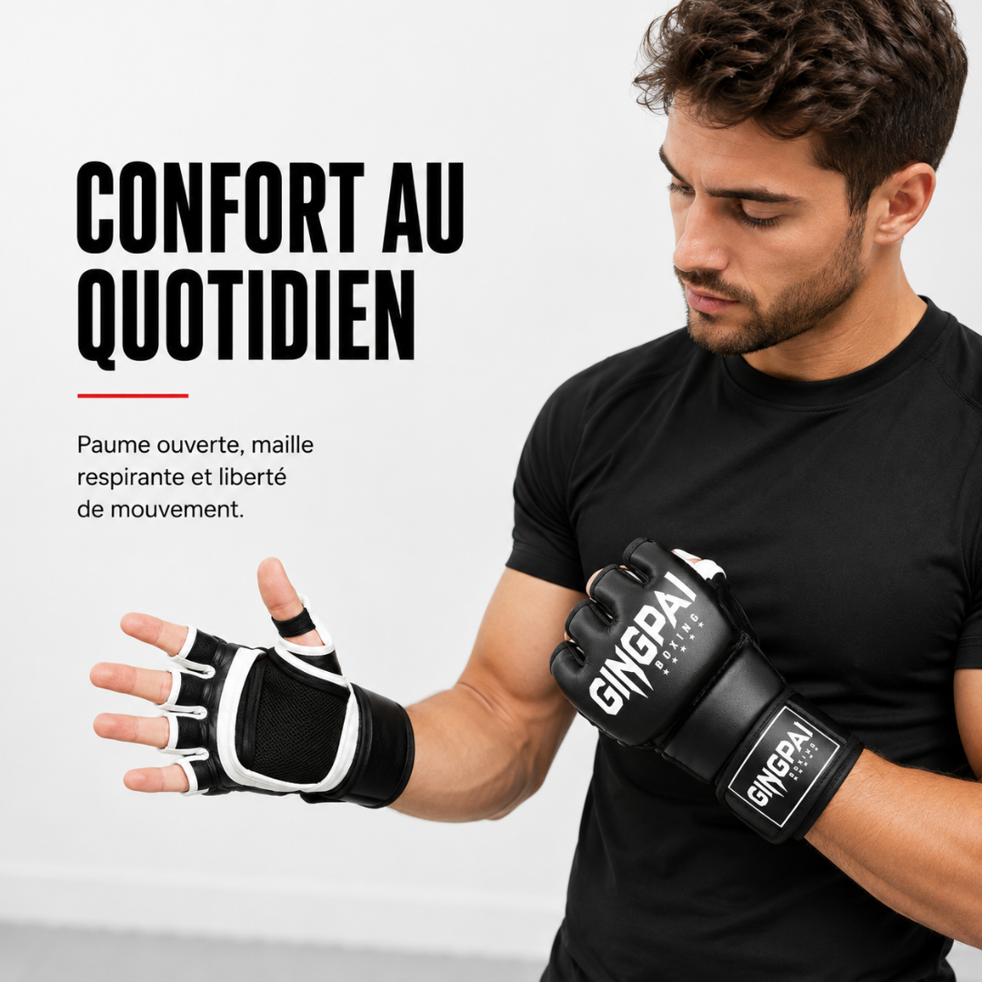 Gants MMA Demi-Doigts Cuir PU MaisonDuBoxeur