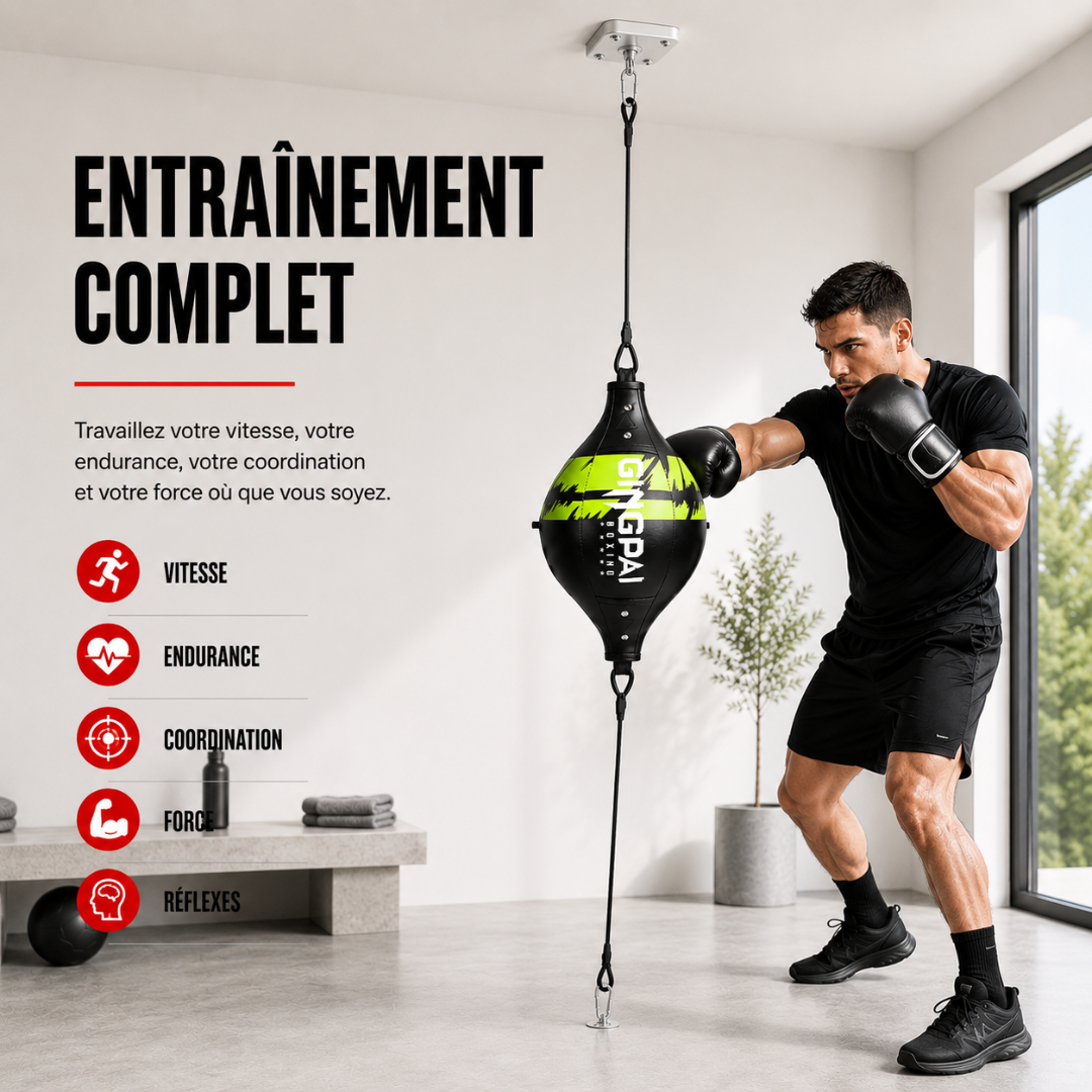 Ballon de Vitesse Ovale – Double Élastique MaisonDuBoxeur