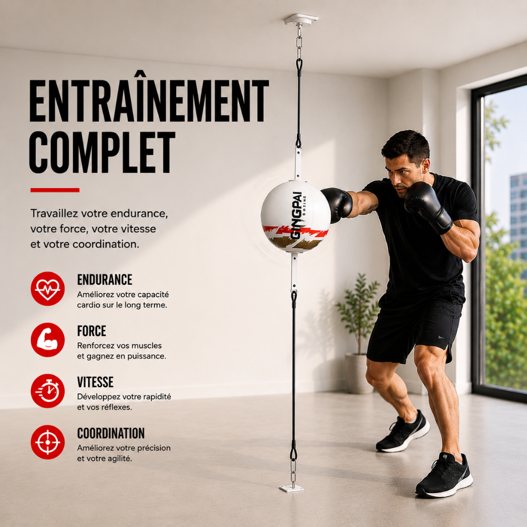 Ballon de Vitesse Rond – Double Élastique MaisonDuBoxeur