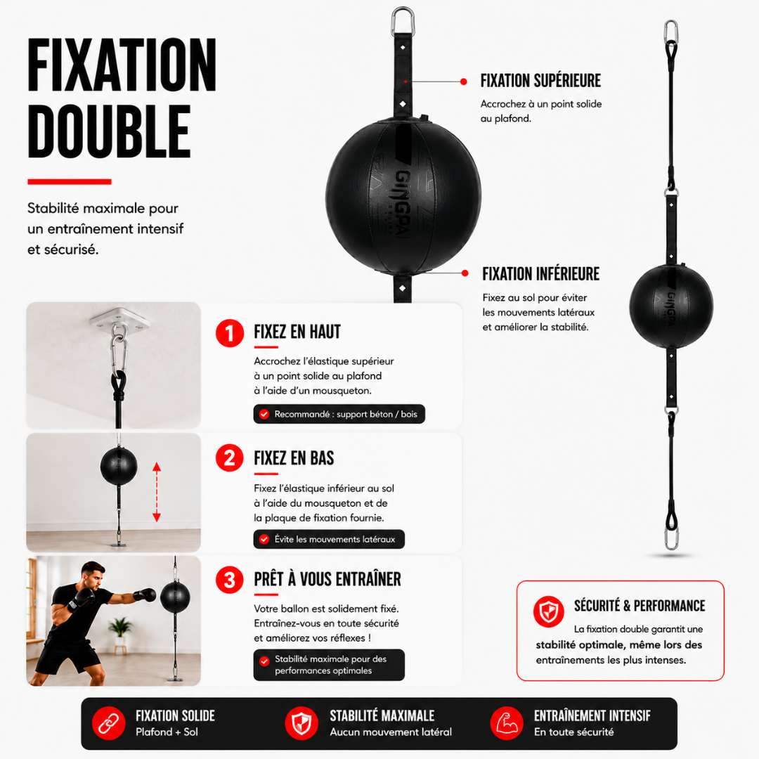 Balle de Vitesse Ronde Fixation Double MaisonDuBoxeur