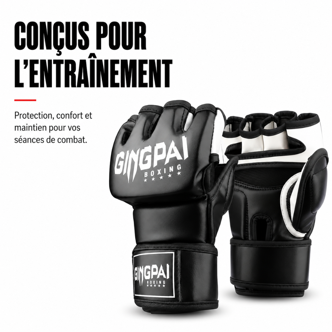 Gants MMA Demi-Doigts Cuir PU MaisonDuBoxeur
