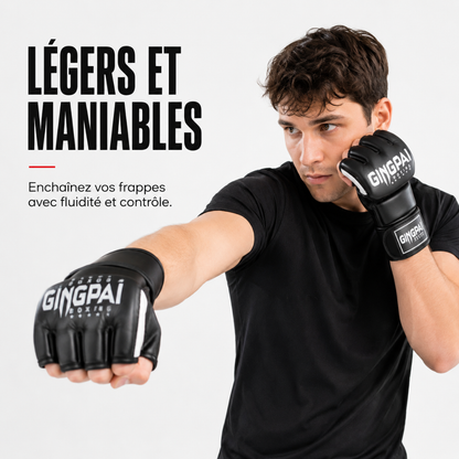 Gants MMA Demi-Doigts Cuir PU MaisonDuBoxeur