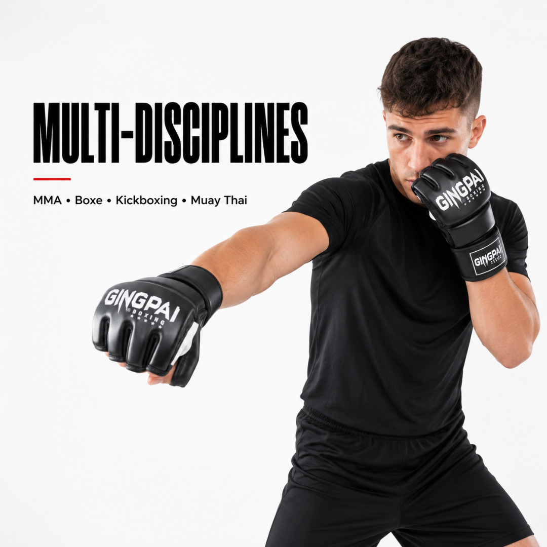 Gants MMA Demi-Doigts Cuir PU MaisonDuBoxeur