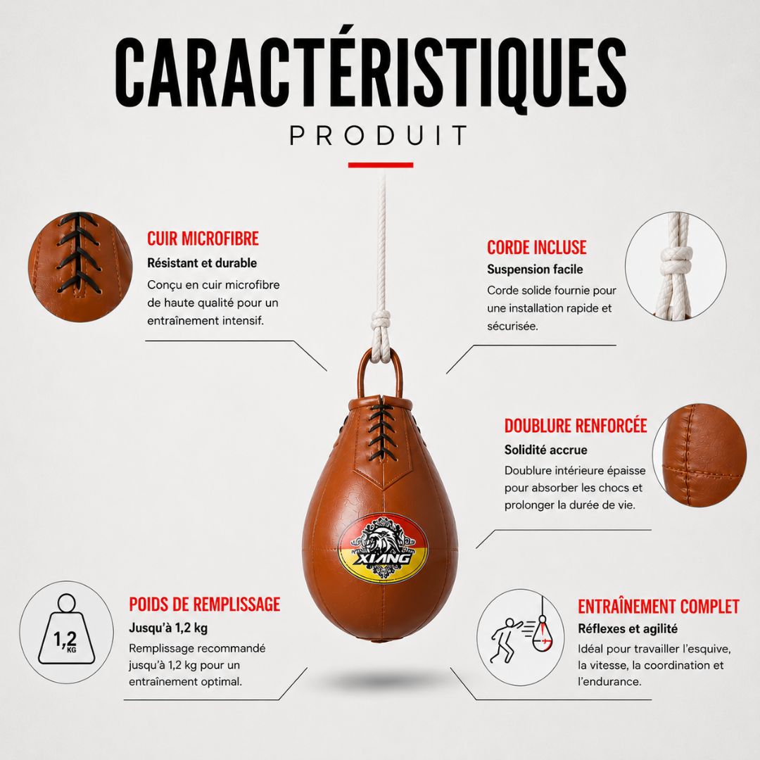 Poire de Vitesse Suspendue – Cuir Microfibre MaisonDuBoxeur