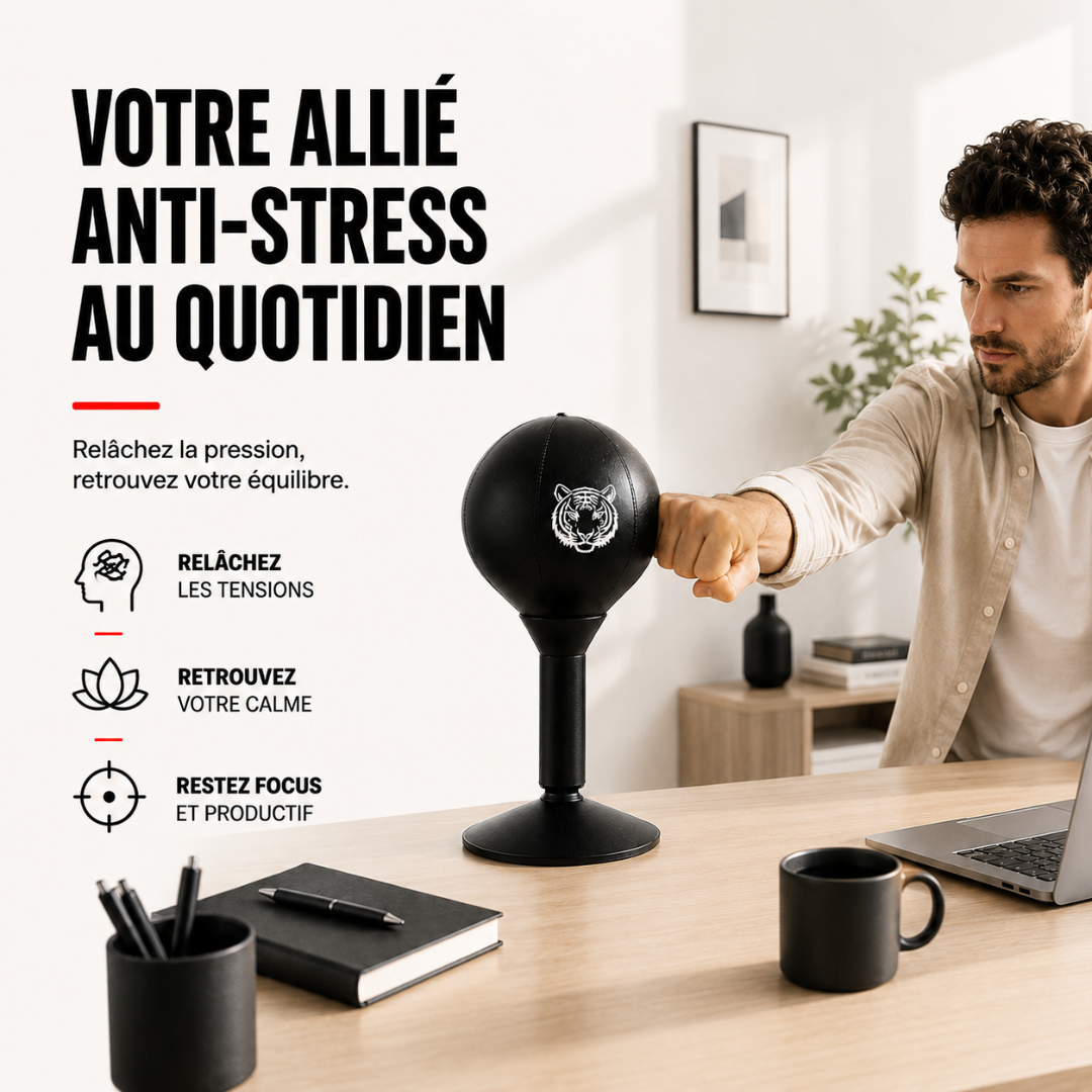 Punching Ball Bureau Ventouse Cuir PU MaisonDuBoxeur