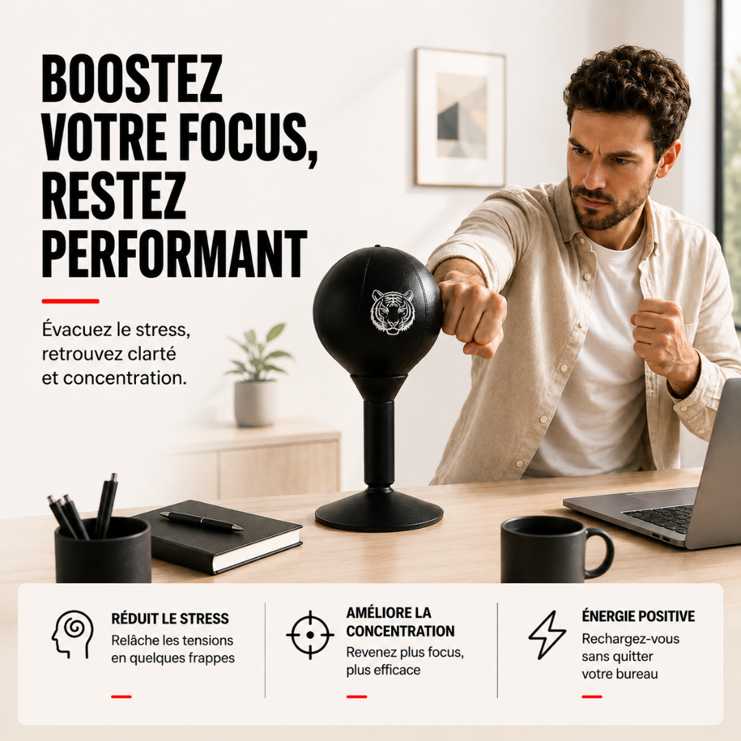 Punching Ball Bureau Ventouse Cuir PU MaisonDuBoxeur