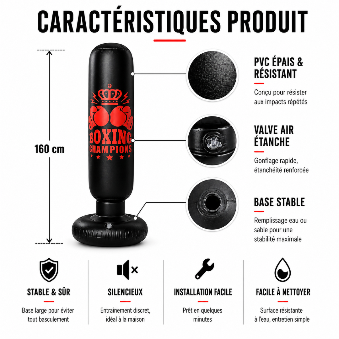Punching Ball Gonflable 160 cm – PVC Renforcé MaisonDuBoxeur