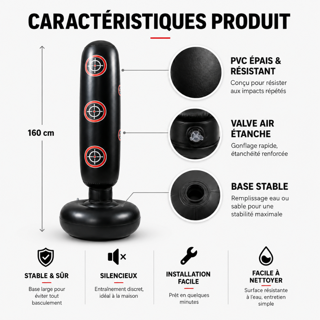 Punching Ball Gonflable 160 cm – Zones de Frappe MaisonDuBoxeur