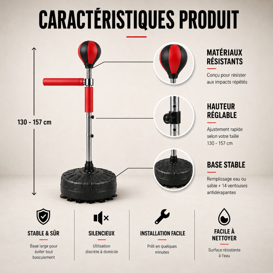 Punching Ball sur Pied Bras 360° MaisonDuBoxeur
