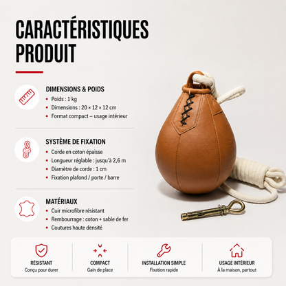 Punching Ball Suspendu Cuir Microfibre 1 kg MaisonDuBoxeur