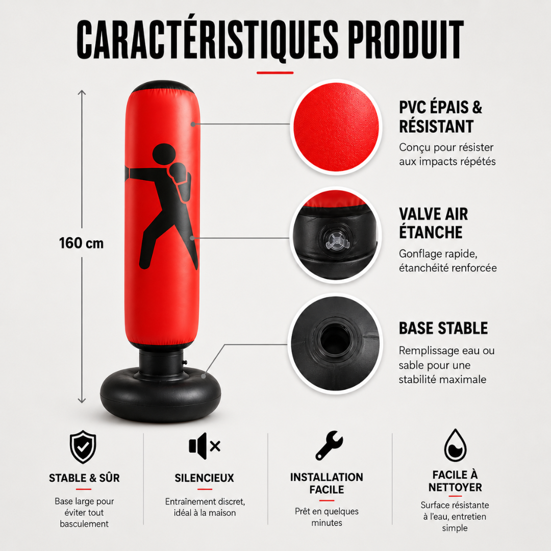 Punching Ball Gonflable 160 cm – 4 Coloris MaisonDuBoxeur