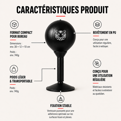 Punching Ball Bureau Ventouse Cuir PU MaisonDuBoxeur