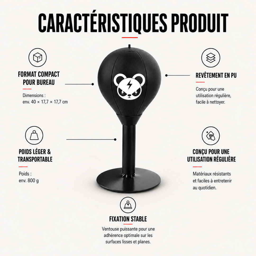 Punching Ball Bureau Ninja Panda MaisonDuBoxeur