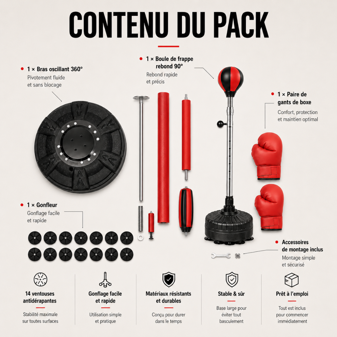 Punching Ball sur Pied Bras 360° MaisonDuBoxeur