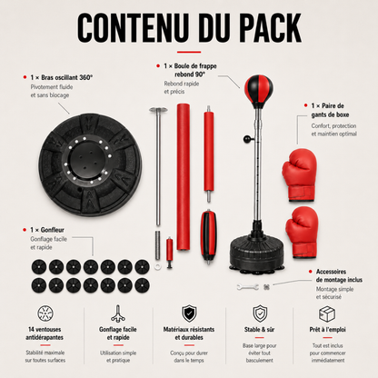 Punching Ball sur Pied Bras 360° MaisonDuBoxeur