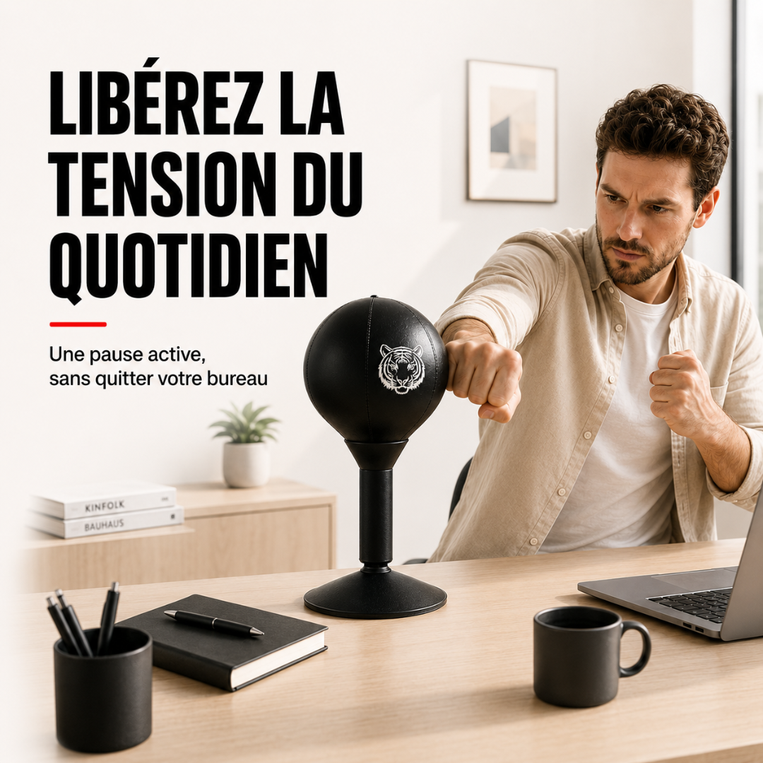 Punching Ball Bureau Ventouse Cuir PU MaisonDuBoxeur