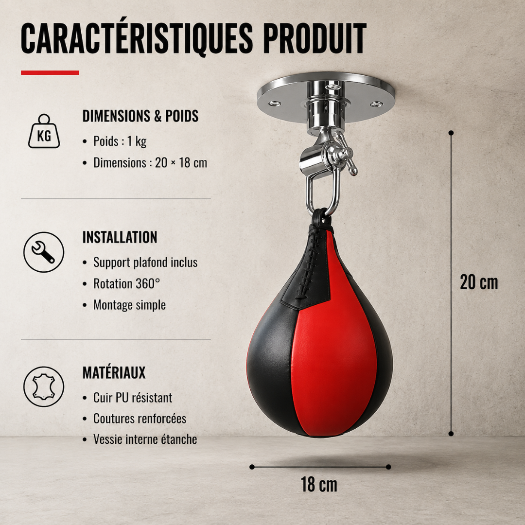 Poire de Vitesse Support Plafond 360° MaisonDuBoxeur
