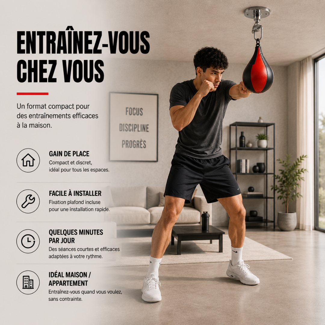 Poire de Vitesse Support Plafond 360° MaisonDuBoxeur