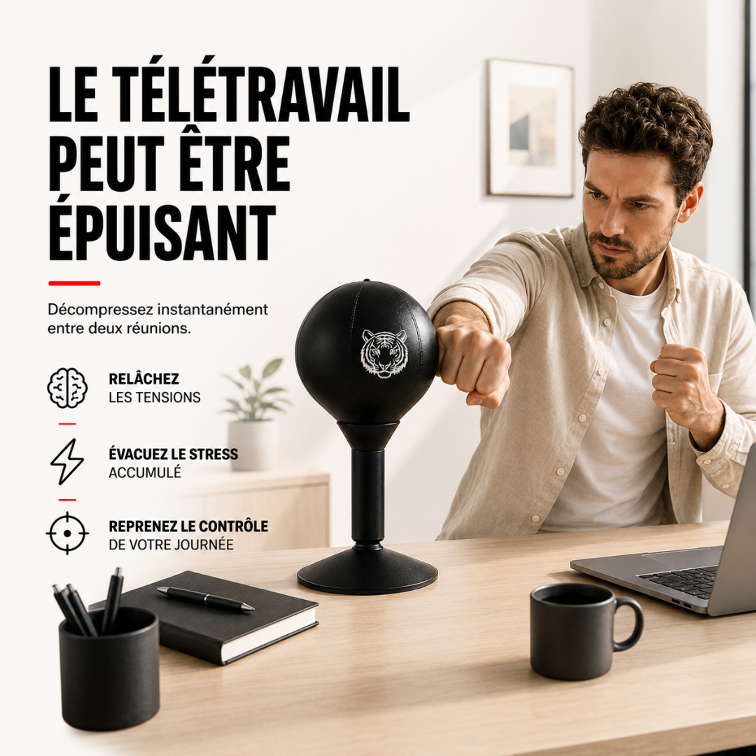 Punching Ball Bureau Ventouse Cuir PU MaisonDuBoxeur