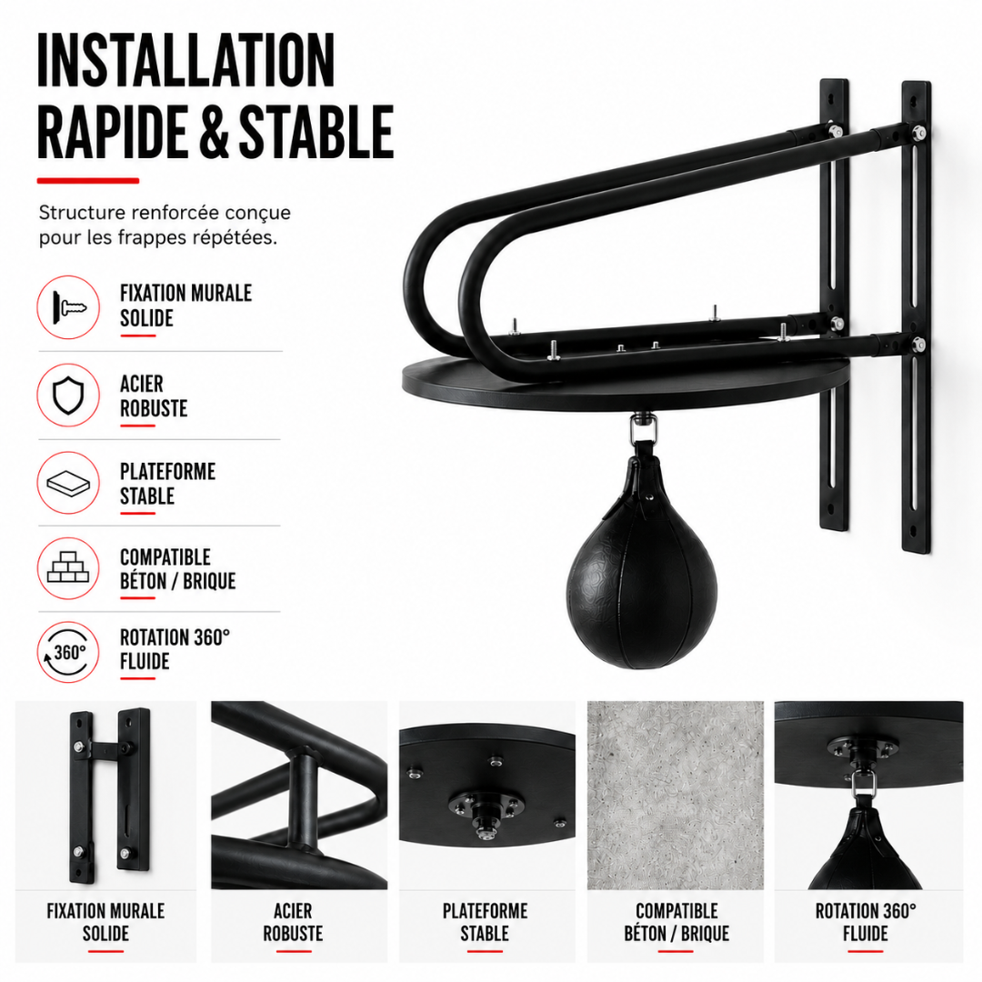 Poire de Vitesse Murale Rotation 360° MaisonDuBoxeur