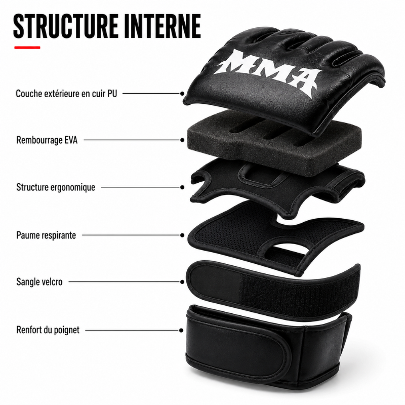 Gants MMA Légers – Cuir PU Boxe MaisonDuBoxeur