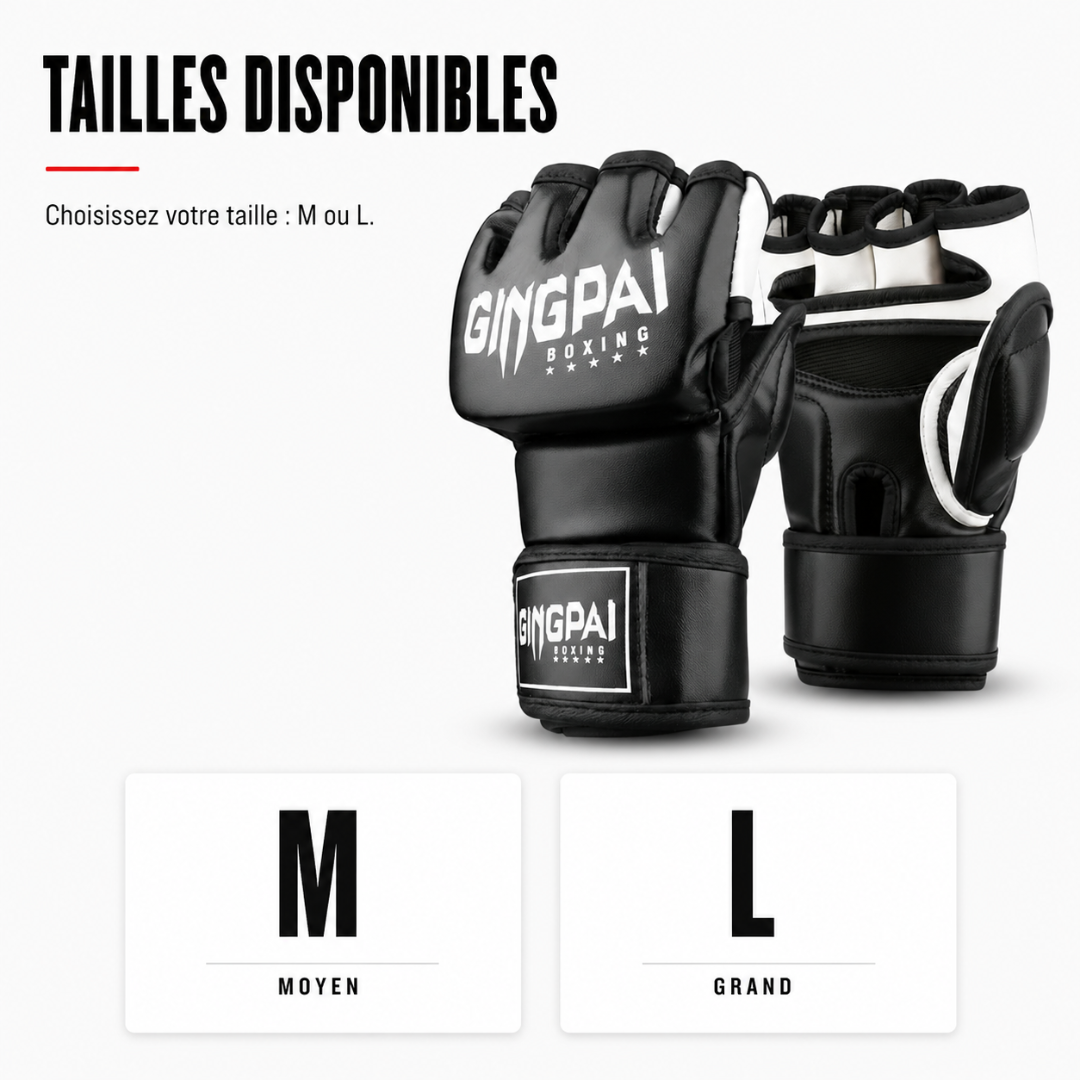 Gants MMA Demi-Doigts Cuir PU MaisonDuBoxeur